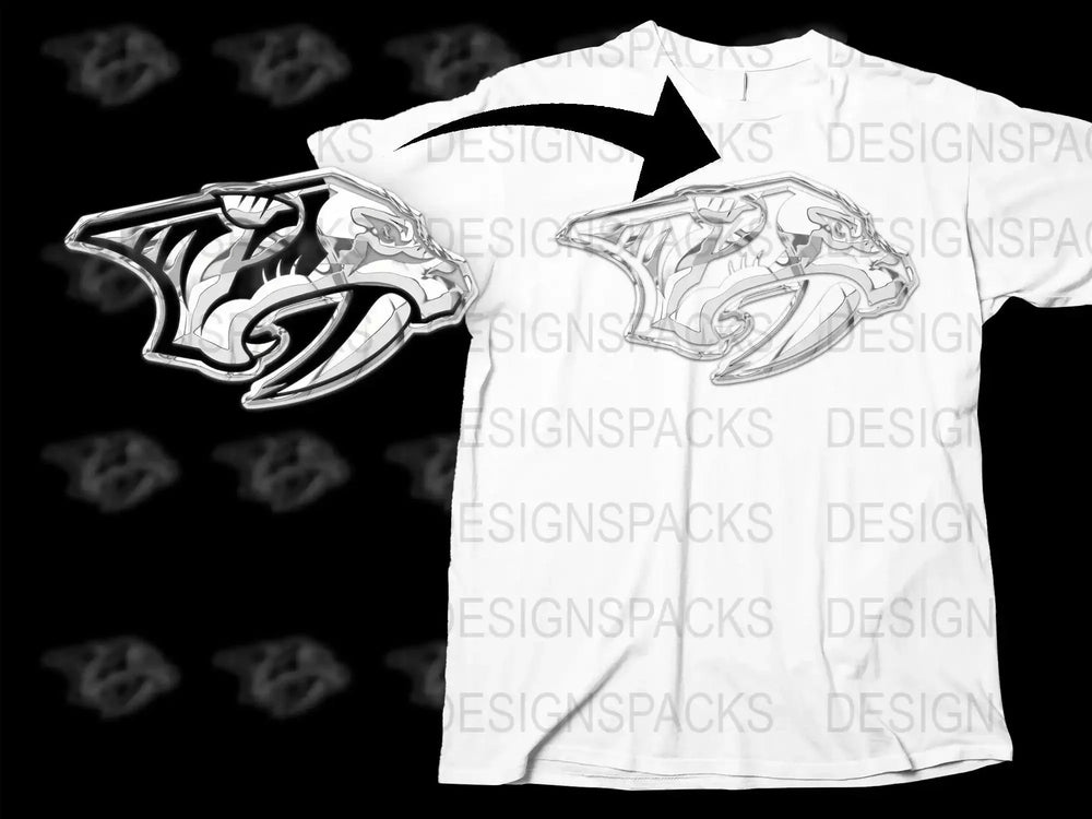 Nashville Predators Silver Logo Design Png Digital Download