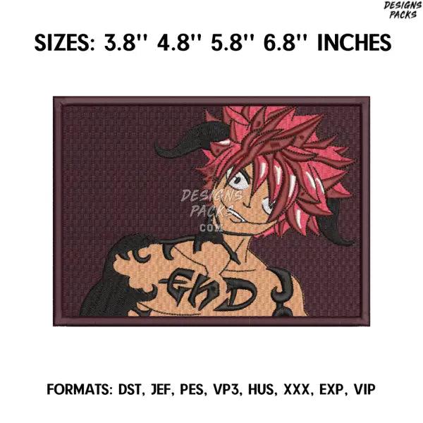 Natsu Dragneel Embroidery Design File, Fairy Tail Anime Embroidery Design,, Anime Pes Design