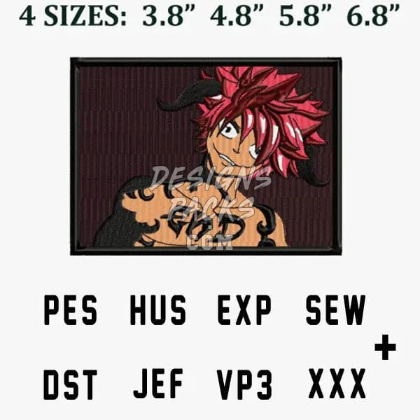 Natsu Dragneel Fairy Tail Anime Embroidery Design designspacks