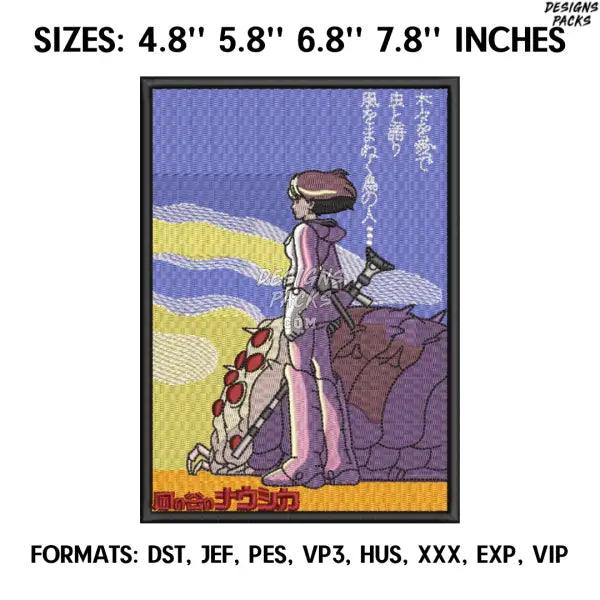 Nausicaa of the Valley of the Wind Embroidery Design File, Ghibli Anime Embroidery Design, Anime Pes Design Brother