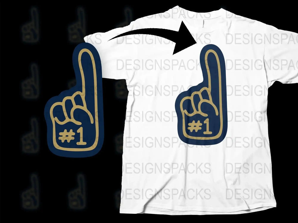 Number One Foam Finger T-Shirt, Sports Fan Game Day Tee, Unisex Graphic Shirt, White Cotton Top, Casual Wear for Sports Events