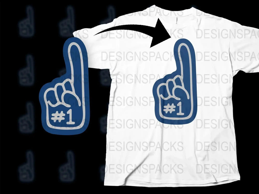 Number One Foam Finger T-Shirt, Sports Fan Shirt, Game Day Apparel, Unisex White Tee Shirt