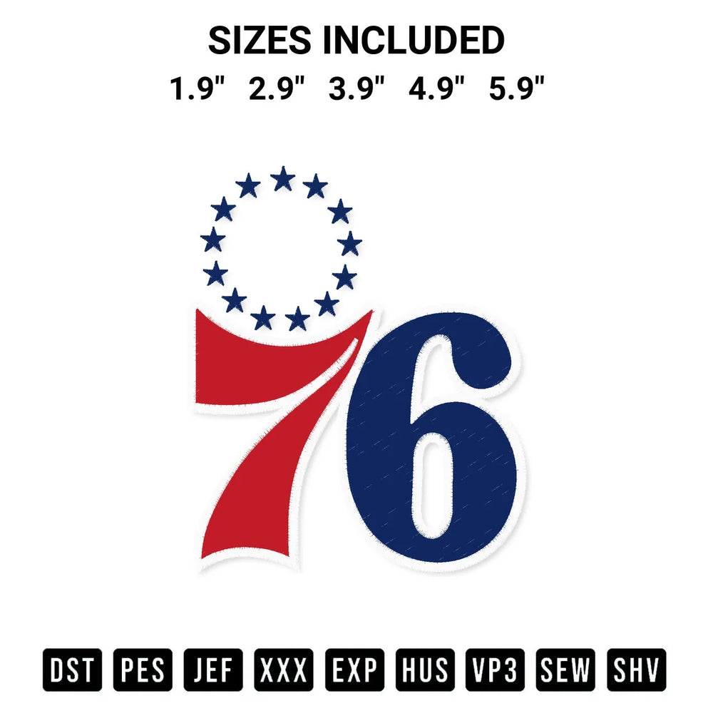 Nba 76Ers Basketball Embroidery Design