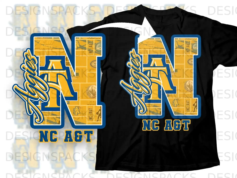 NC A&T Aggies T-shirt with Bold Yellow and Blue Design