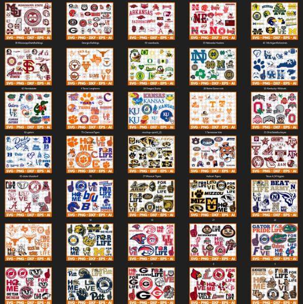 NCAA College Football Teams 1200 Designs Bundle DESIGNSPACKS