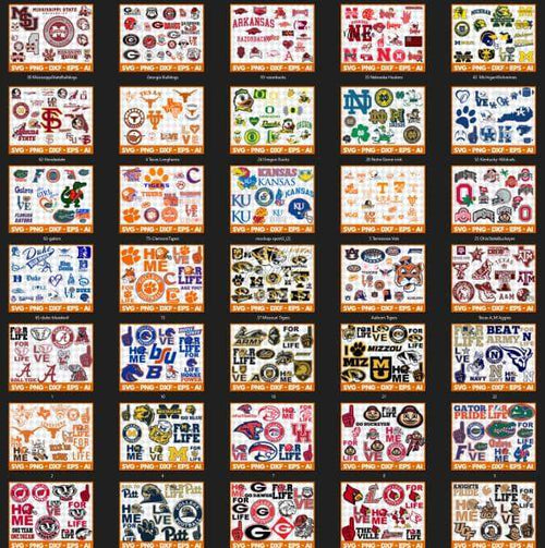 NCAA College Football Teams 1200 Designs Bundle DESIGNSPACKS