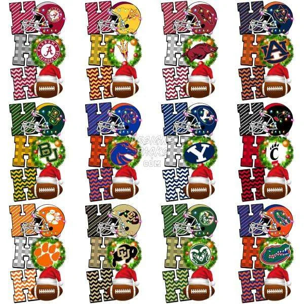 63 NCAA College Football Teams Christmas Ho Ho Ho Designs Bundle PNG