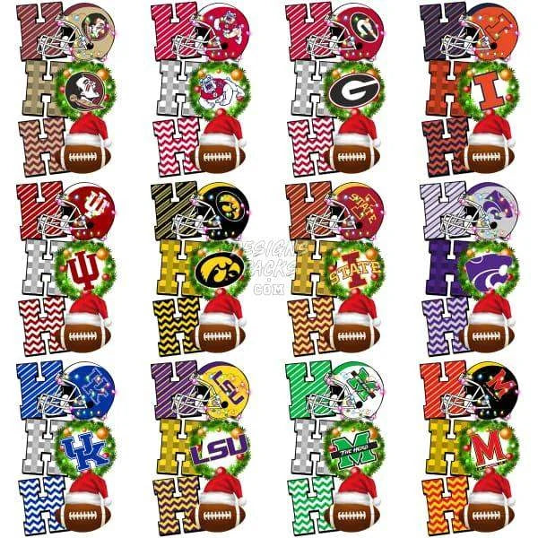 63 NCAA College Football Teams Christmas Ho Ho Ho Designs Bundle PNG