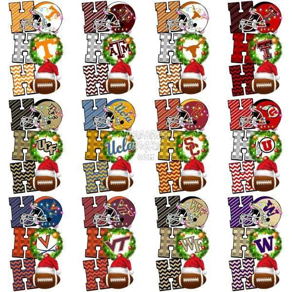 63 NCAA College Football Teams Christmas Ho Ho Ho Designs Bundle PNG
