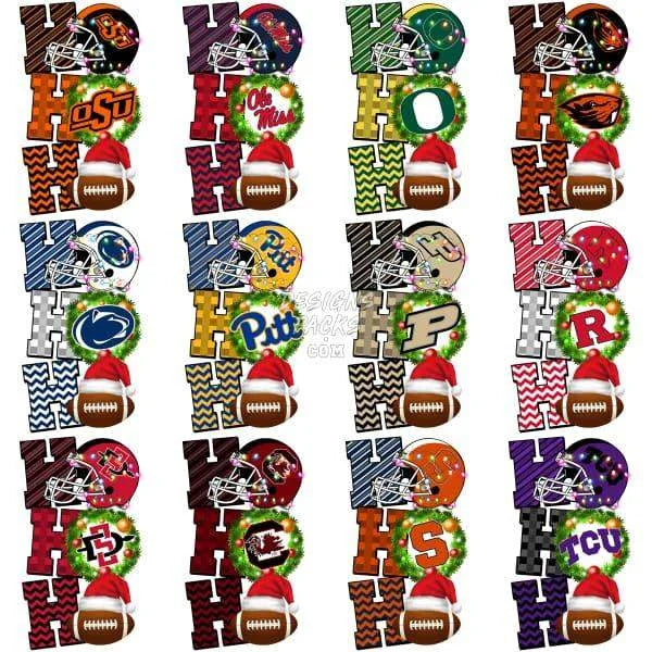 63 NCAA College Football Teams Christmas Ho Ho Ho Designs Bundle PNG