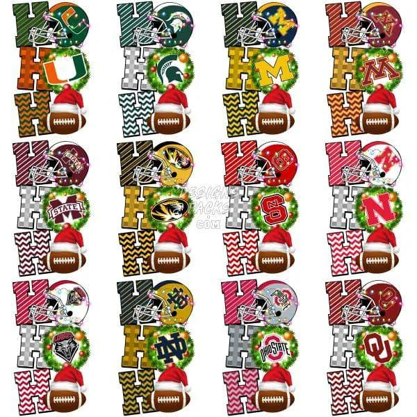 63 NCAA College Football Teams Christmas Ho Ho Ho Designs Bundle PNG