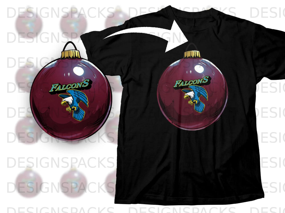 Black t-shirt with full-body falcon design within a dark red ornament.