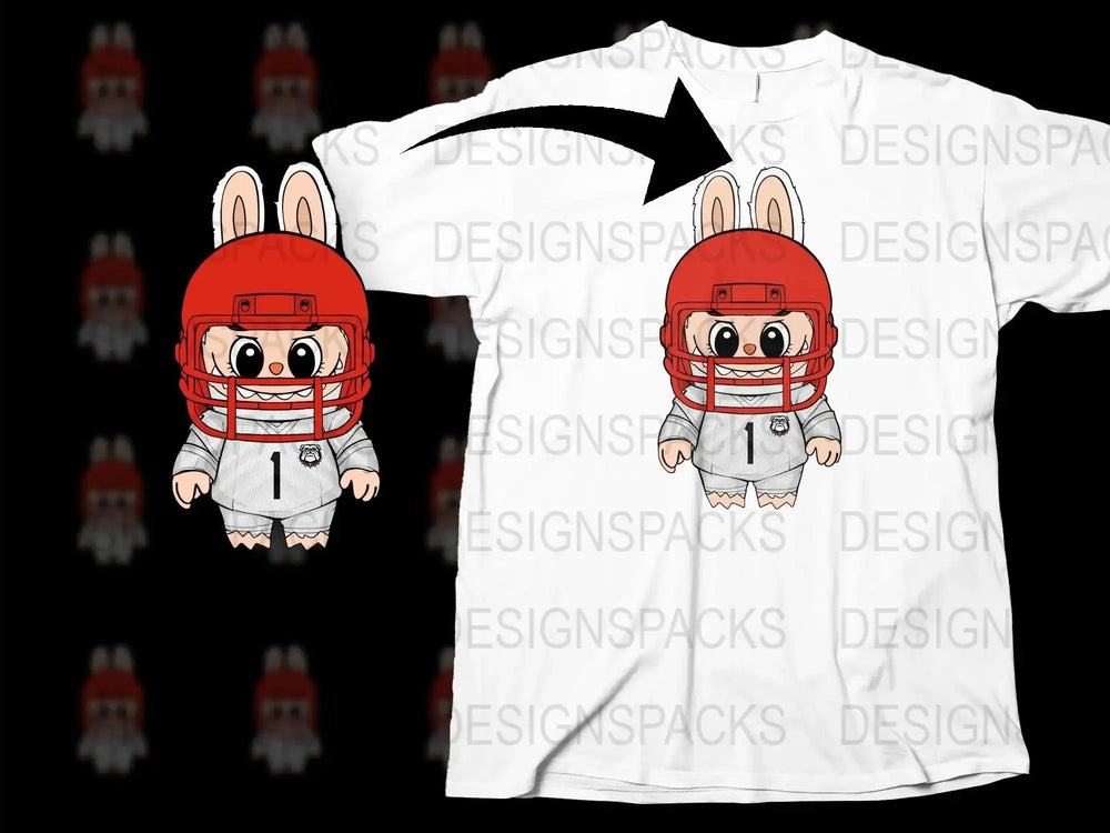 Cute Rabbit Football Player T-Shirt, Cartoon Animal Sports Tee, Kids and Adults Sizes Available