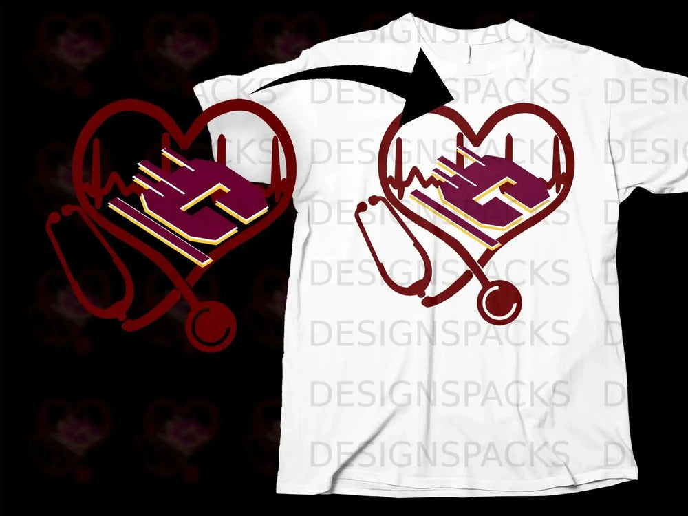 Unique Design Heartbeat and Stethoscope T-shirt