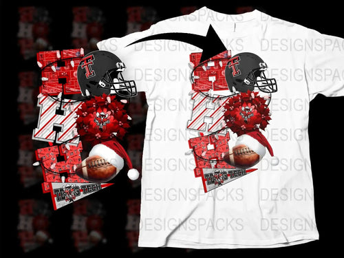Texas Tech Football Theme Graphic T-Shirt, Red and Black Floral Sports Tee, Collegiate Fan Apparel, Unique Sports Gift Idea