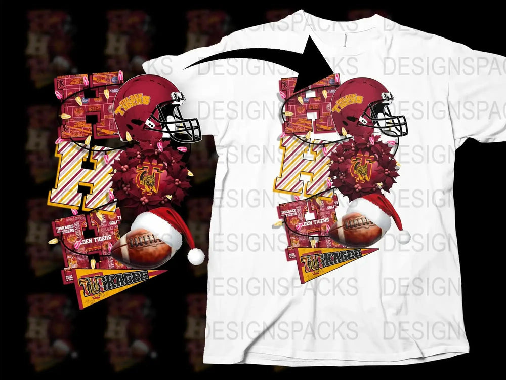 Bold Graphic Football Player T-Shirt, Trendy Sports Tee, Athletic Red and Gold Design, Unisex Fashion, Game Day Outfit