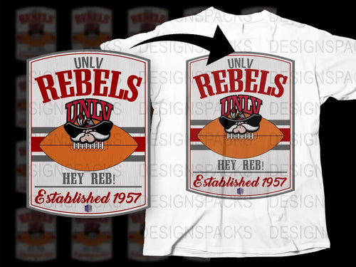 UNLV Rebels T-Shirt, Hey Reb Mascot, Vintage College Football Tee, Established 1957 Graphic