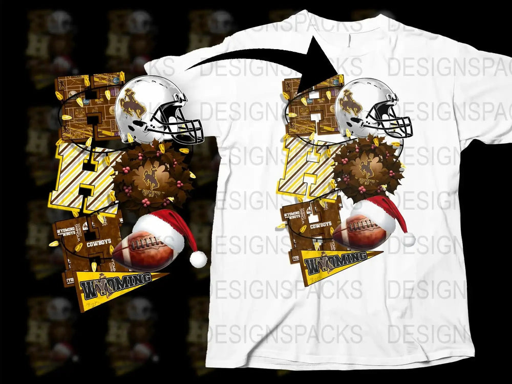 Christmas Football T-Shirt, Santa Hat Helmet Graphic Tee, Festive Sports Apparel, Holiday Gift Idea for Sports Fans
