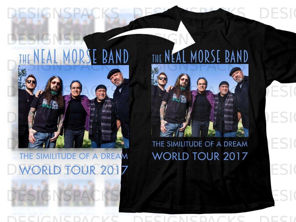 The Neal Morse Band World Tour 2017 t-shirt features a band photo and text.