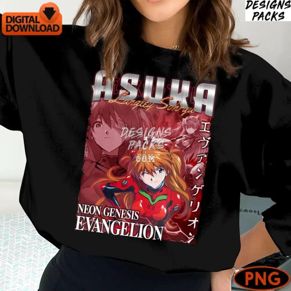 Neon Genesis Evangelion Asuka Digital Anime Art Instant Download Manga Character Png