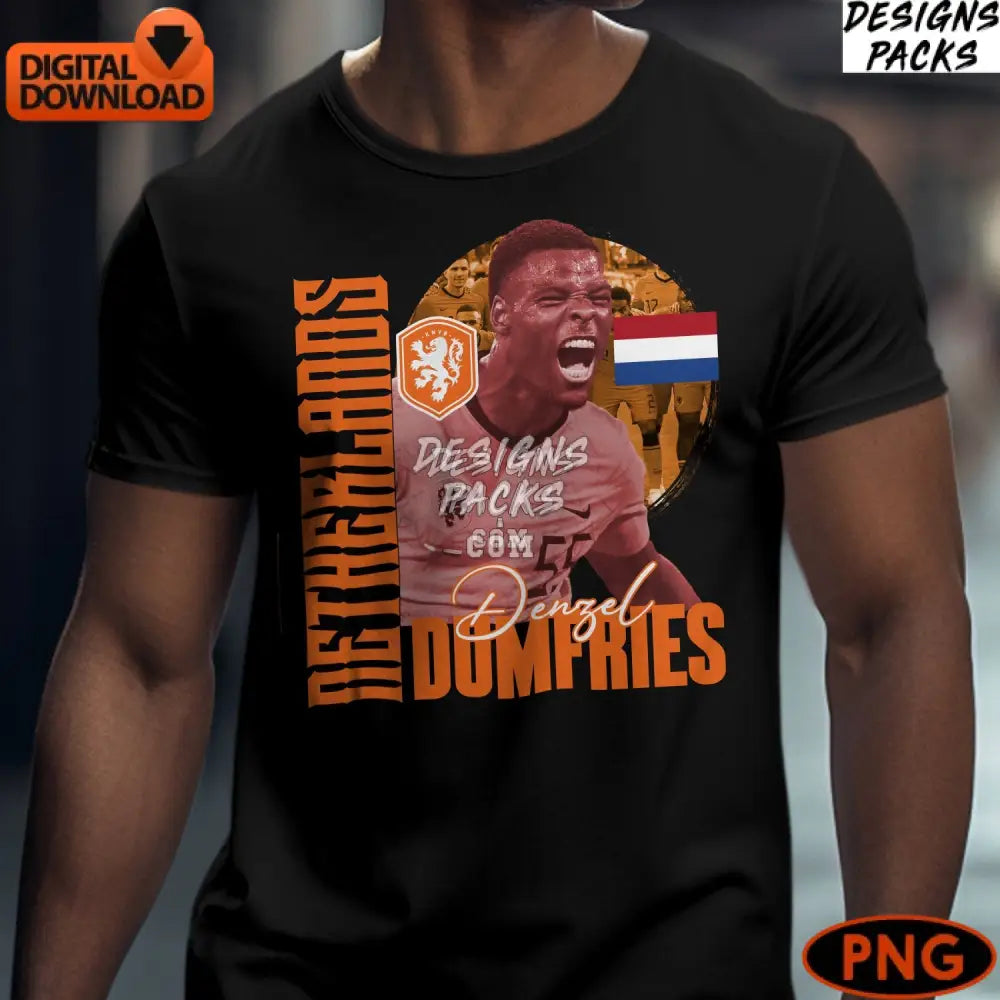 Netherlands Soccer Player Denzel Dumfries Digital Instant Download Png