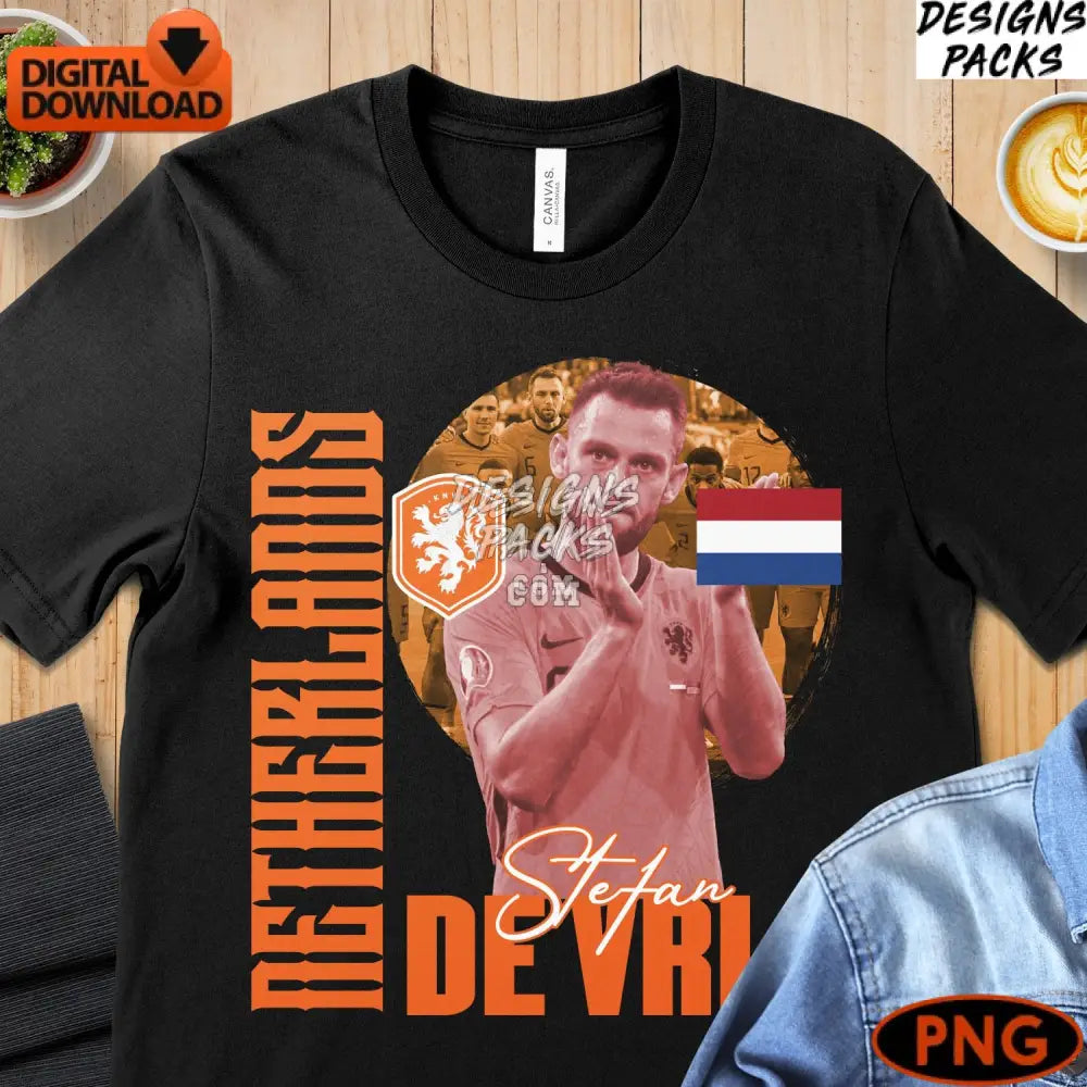 Netherlands Soccer Team Digital Art Stefan De Vrij Graphic Png Instant Download