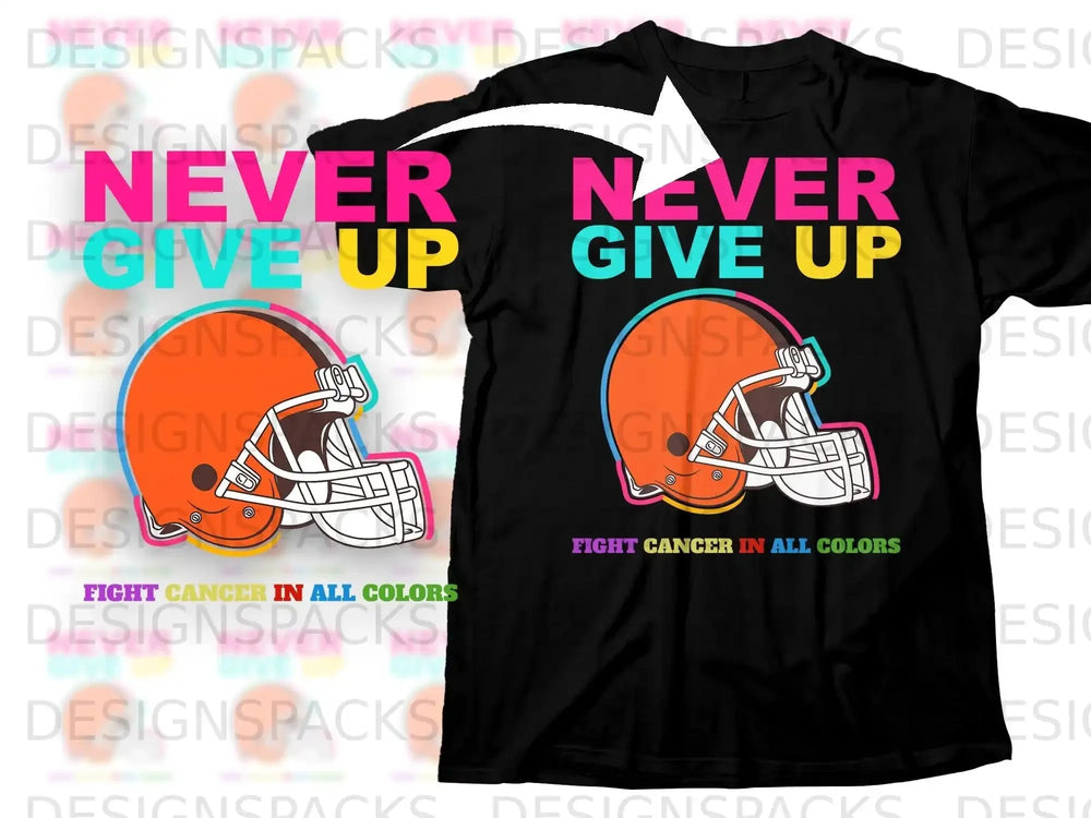 NEVER GIVE UP Football Helmet FIGHT CANCER IN ALL COLORS product type