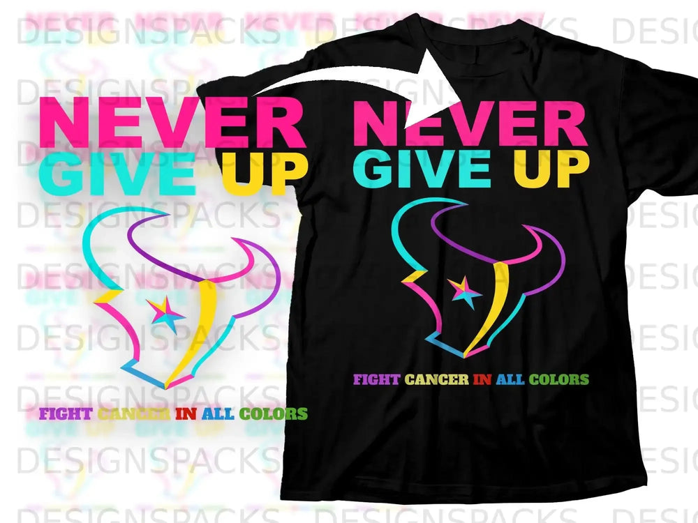 Never Give Up Fight Cancer In All Colors neon bull head product type