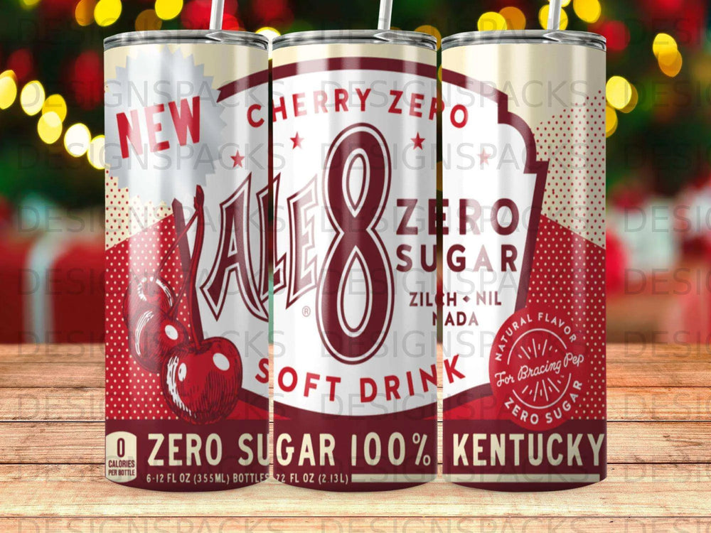 NEW CHERRY ZERO ALE8 ZERO SUGAR Tumbler Digital Wrap Design