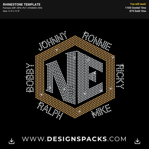 New Edition Logo Names Band Rhinestone Digital Template