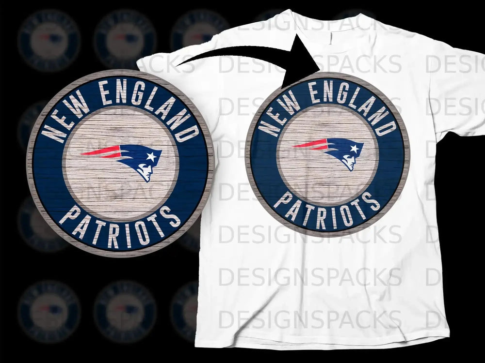 New England Patriots Logo Design on White T-Shirt