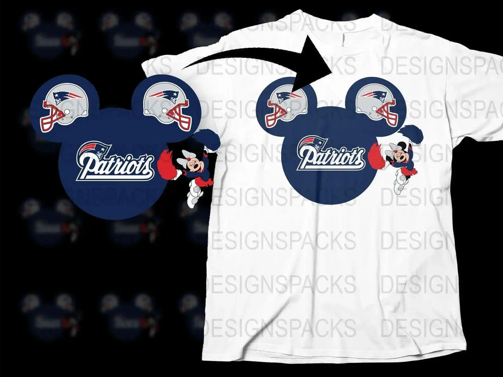 New England Patriots Mickey Mouse T-Shirt, Disney Sports Fan Apparel, Unisex Adult Casual Wear