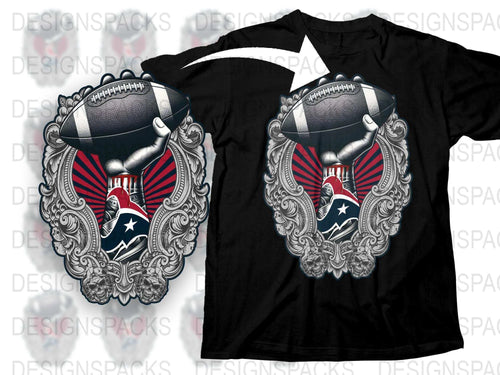 Patriotic Football Graphic T-Shirt, American Flag Sports Tee, Men's Casual Wear, Unique Design Football Shirt