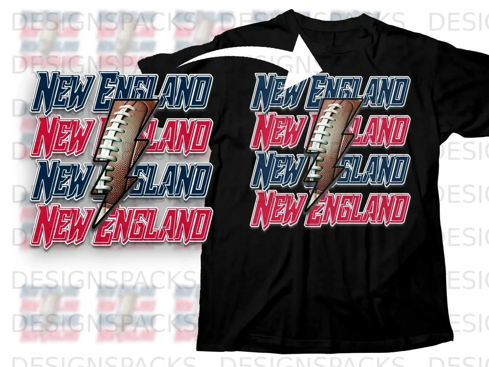 New England Football Lightning Bolt Graphic T-shirt