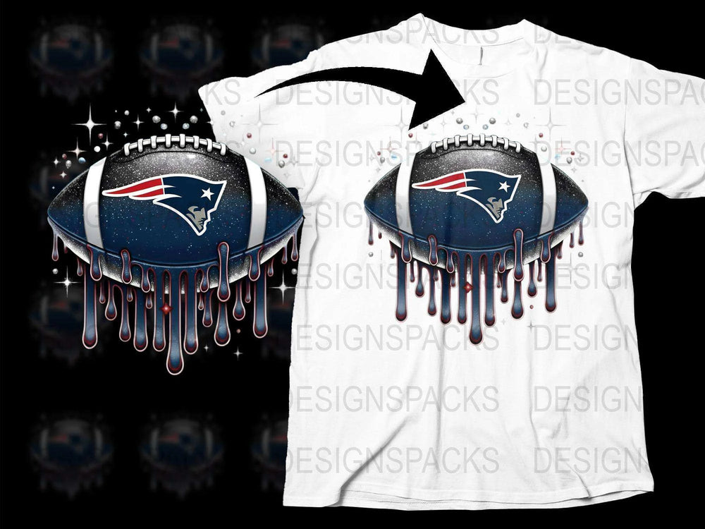 New England Patriots Dripping Paint Design T-Shirt, NFL Team Graphic Tee, Football Fan Apparel