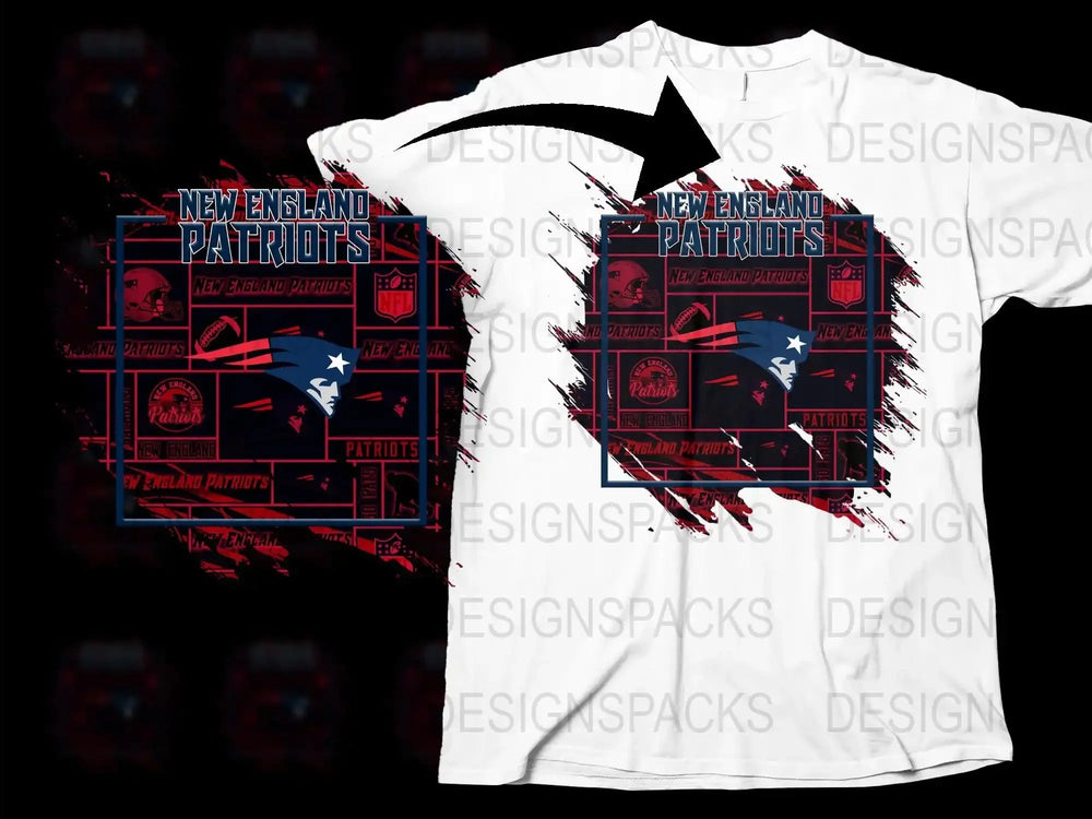 New England Patriots T-Shirt, Grunge Style Graphic Tee, Football Fan Apparel, Red and White, Unisex Casual Wear, Sports Merchandise.
