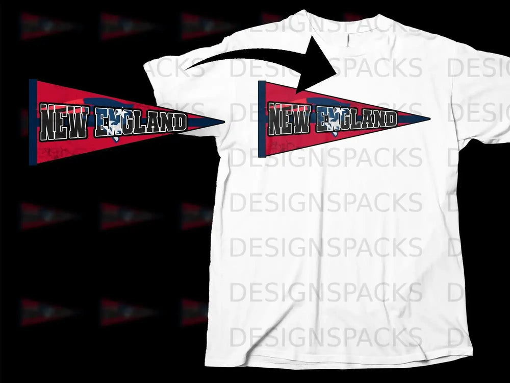 New England Graphic Design on White Tee Shirt