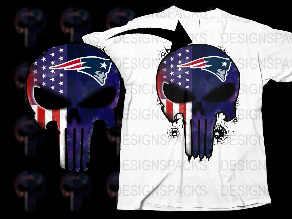 New England Patriots Punisher Skull Graphic Png Digital Download