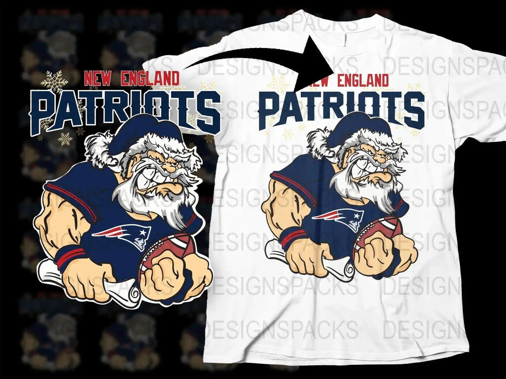 NEW ENGLAND PATRIOTS Team Christmas Football Santa Png Digital Download