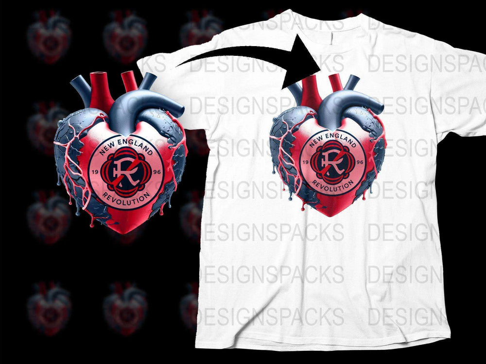 New England Revolution Heart Design Graphic Png Digital Download