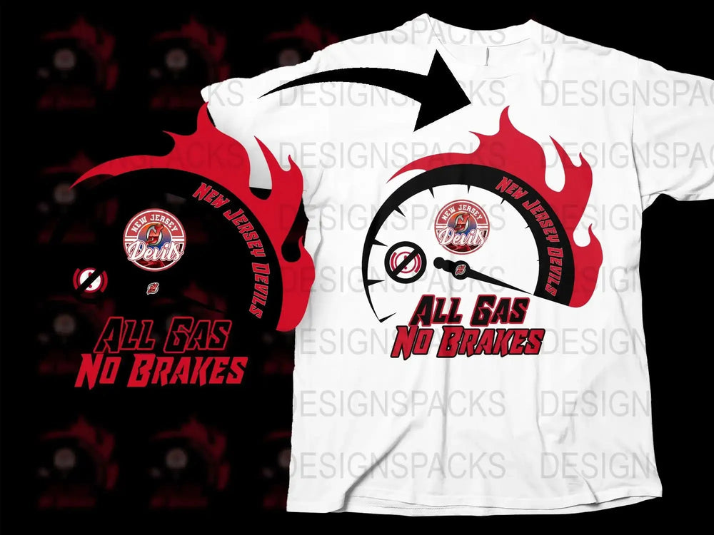 New Jersey Devils All Gas No Brakes Graphic Png Digital Download