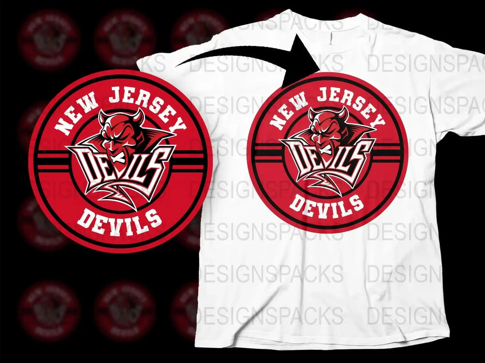 New Jersey Devils Fan Graphic Red Png Digital Download