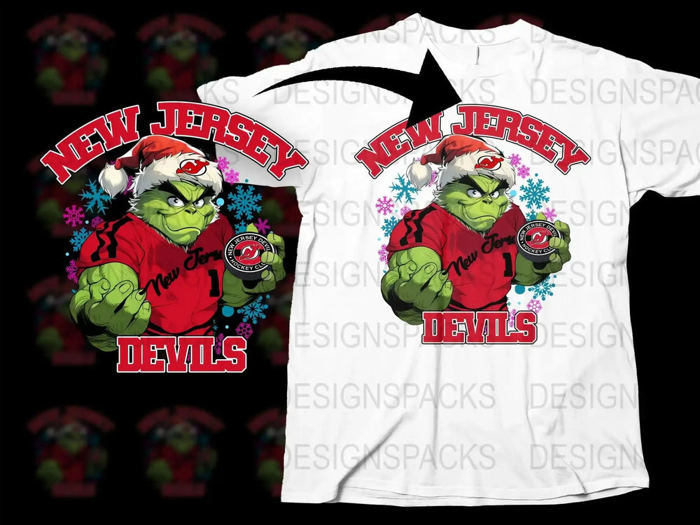New Jersey Devils Grinch Christmas Themed Png Digital Download