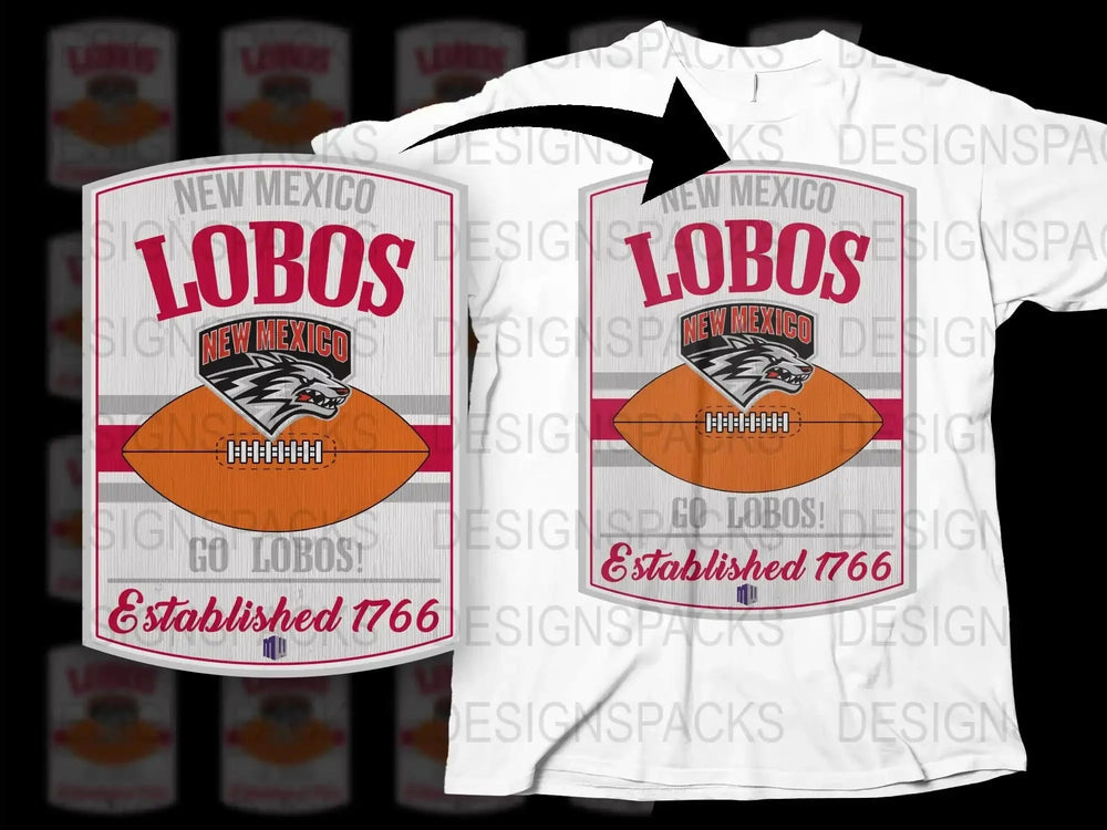 New Mexico Lobos T-Shirt, Vintage College Football Tee, Established 1766 Graphic, Sports Fan Apparel