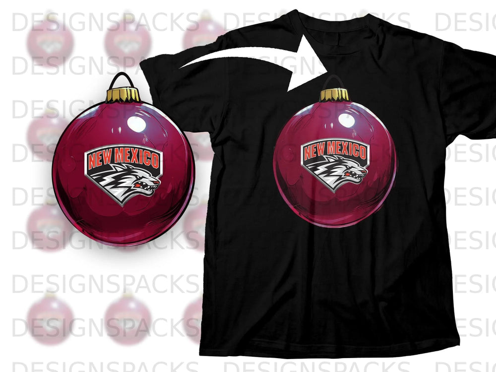 Black t-shirt with a New Mexico Lobo ornament graphic and logo.