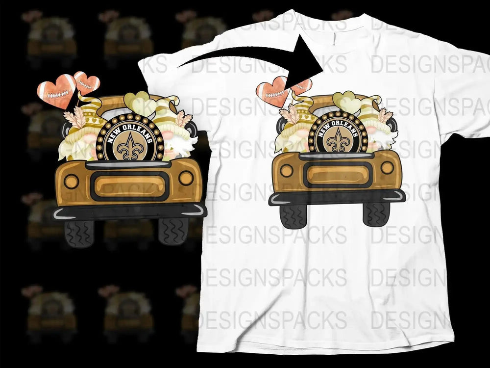 New Orleans Football Team Gnome Valentine Truck Png Digital Download