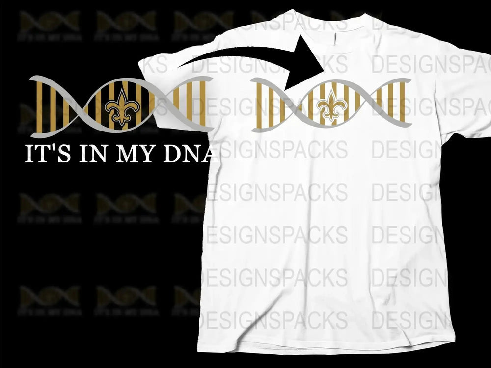New Orleans Football DNA Graphic T-Shirt, Black and Gold Fan Apparel, Unisex Sports Tee, Unique Gift Idea