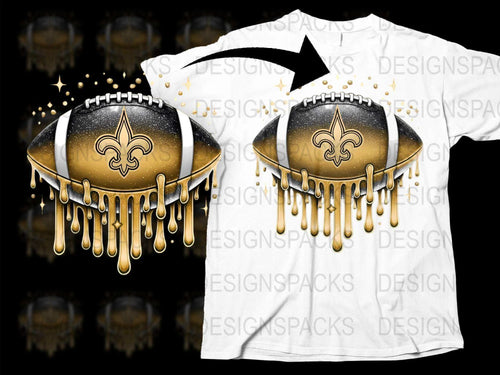 New Orleans Fleur-de-Lis T-Shirt, Gold Dripping Effect, Graphic Tee, Football Fan Apparel, Casual Wear