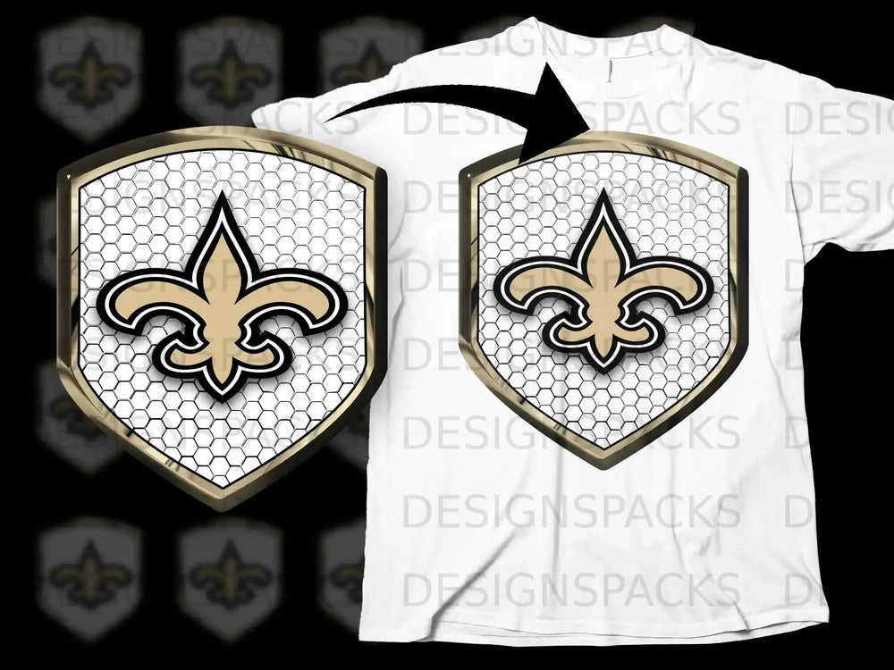 Gold Fleur-de-lis Custom Emblem Shield Design T-shirt