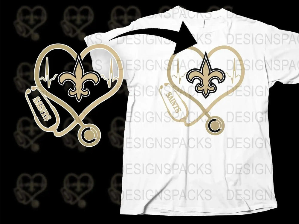 Heartbeat Design T-Shirt, Fleur-de-Lis Graphic Tee, Casual White Shirt for Daily Wear, Unisex Fashion